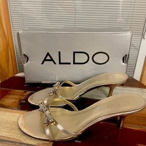 ALDO Kitten heel sandals with bow in gold size 8